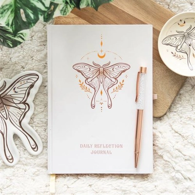 Luna Moth Daily Reflection Journal and Clear Quartz Crysta.. Luna Moth Daily Reflection Journal and Clear Quartz Crysta..