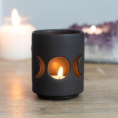Small Black Triple Moon Cut Out Tealight Holder Small Black Triple Moon Cut Out Tealight Holder