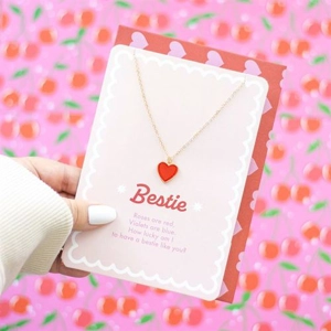 Bestie Enamel Heart Necklace..