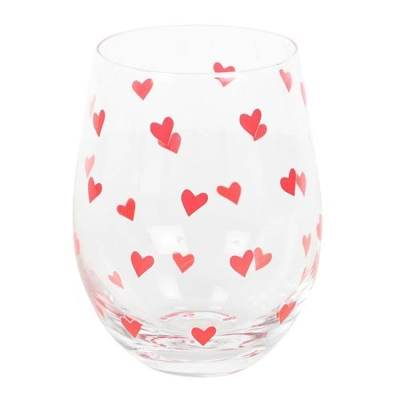 Heart Print Stemless Glass Heart Print Stemless Glass