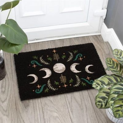 Black Dark Forest Moon Phase Doormat Black Dark Forest Moon Phase Doormat
