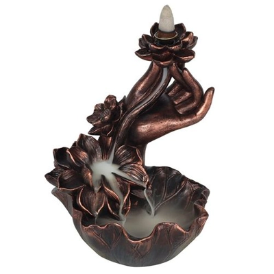 Bronze Effect Hand with Flower Backflow Incense Burner Bronze Effect Hand with Flower Backflow Incense Burner