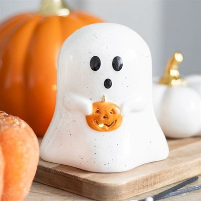 Ghost Shaped Tealight Candle Holder with Pumpkin Ghost Shaped Tealight Candle Holder with Pumpkin