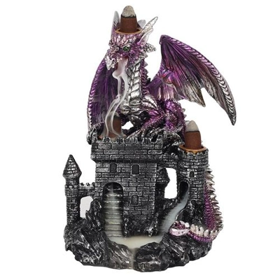 Purple Dragon on Castle Backflow Incense Burner Purple Dragon on Castle Backflow Incense Burner