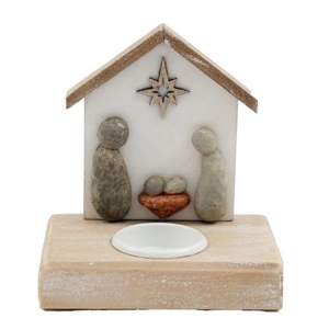 Pebble Nativity Tealight Can..