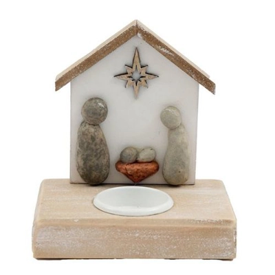 Pebble Nativity Tealight Candle Holder Pebble Nativity Tealight Candle Holder