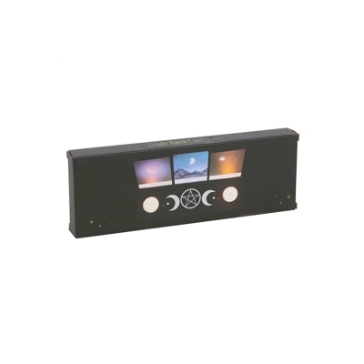 Black Triple Moon Tarot Card Stand Tealight Holder Black Triple Moon Tarot Card Stand Tealight Holder