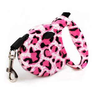 Pink Leopard Retactable Lead