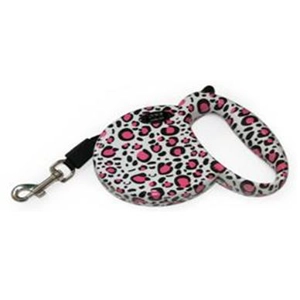 White Leopard Retractable Lead