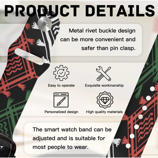 Additional Image for Palestine Keffiyeh Apple watch Buckle Strap