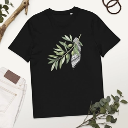 Palestinian Olive branche, Keffiyeh, Unisex organic cotton t-shirt