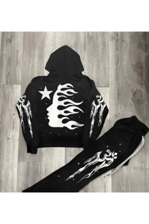 Hellstar Graphic Pullover Hoodie Tracksuit & Flared Sweatpants