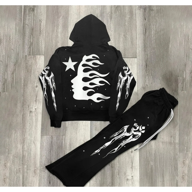 Additional Image for Hellstar Graphic Pullover Hoodie Tracksuit & Flared Sweatpants