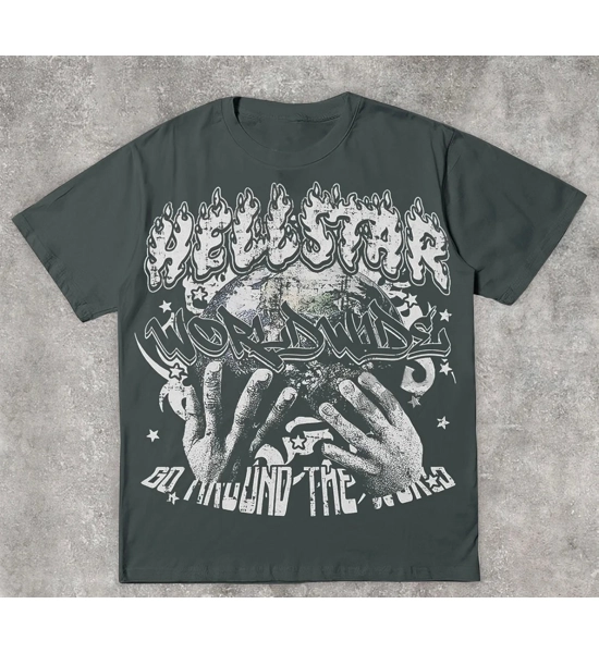 Vintage Hellstar Worldwide Print Graphic Cotton T-Shirt