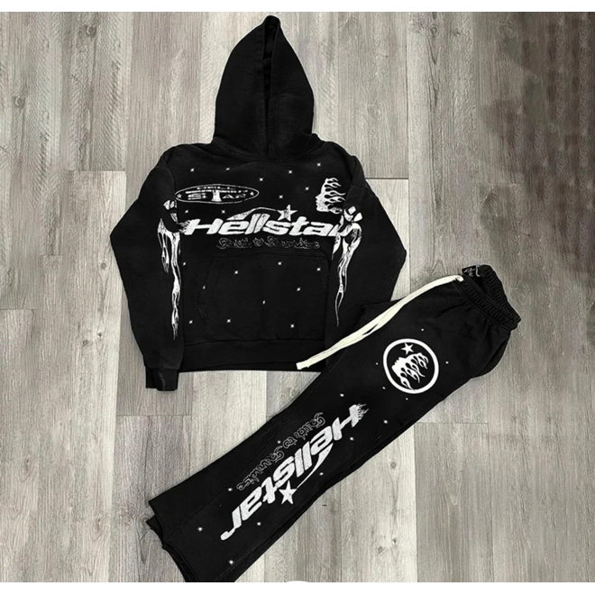 Additional Image for Hellstar Graphic Pullover Hoodie Tracksuit & Flared Sweatpants