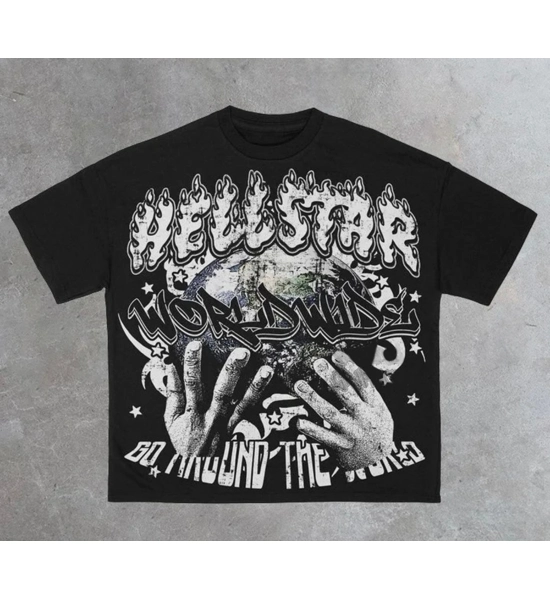 Vintage Hellstar Worldwide Print Graphic Cotton T-Shirt