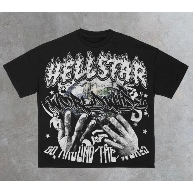 product Image for Vintage Hellstar Worldwide Print Graphic Cotton T-Shirt