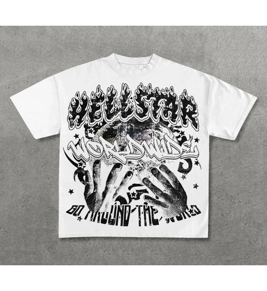 Vintage Hellstar Worldwide Print Graphic Cotton T-Shirt