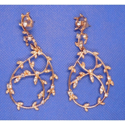 Intricate diamante framework drop earrings