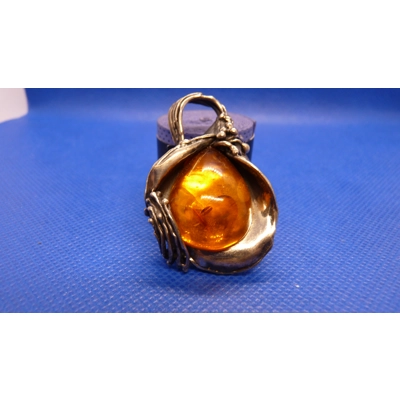Silver and amber pendant Silver and amber pendant