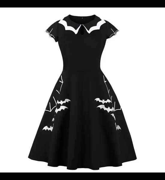 1950's vintage bat dress in black plus size