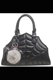 Halloween Quileted Spiderweb Tote bag with bat c..