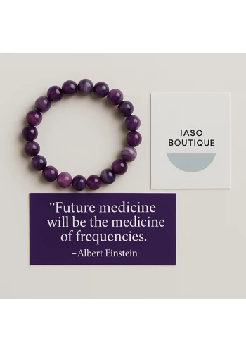 Purple Botswana Agate Energy Imprinted Frequency Beaded Bracelet
