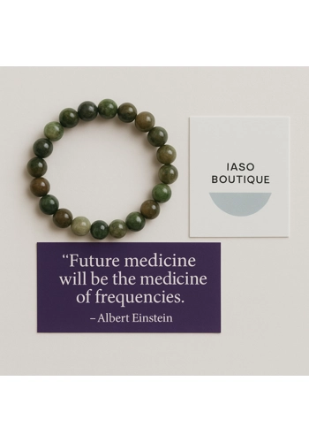 Indian Agate Solfeiggo Imprinted Frequency Beaded Bracelet