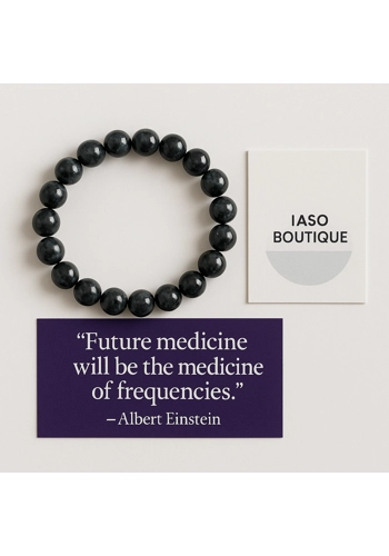 Black Onyx Stress Ease Imprinted Frequency Beaded Bracelet