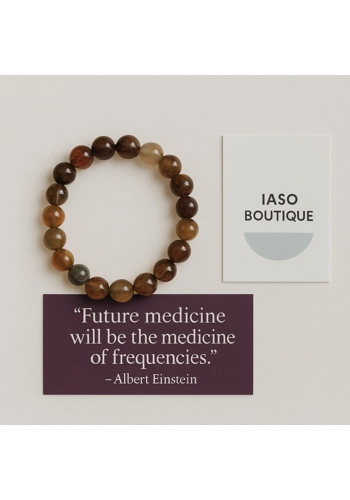 Brown Botswana Agate Emotional Support Imprinted Frequency Beaded Bracelet