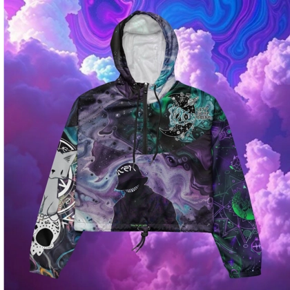 women's "Oni rave wear #2" anime crop top wind breaker