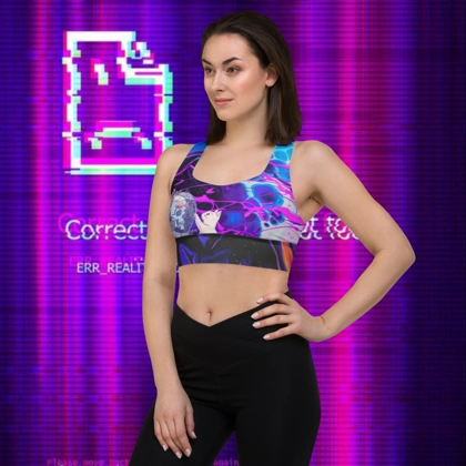 spaceman n kitty Raver girl Sports bra