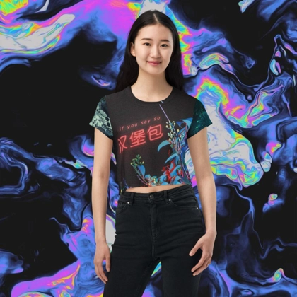 "Lofi Kyoto Nights" Womens all over print crop top