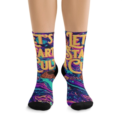 tye dye "Let's start a cult" Novelty Socks