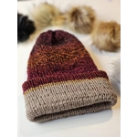 Pompom Beanie - Lightweight -  Double Layer - Simple - rusty / gray / glitter