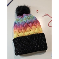 Colorful Bubble Beanie with pompom