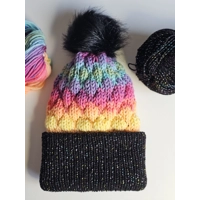 Colorful Bubble Beanie with pompom