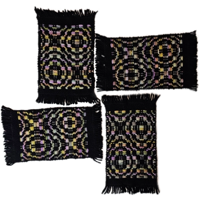 Woven coasters placemats stars and roses - set of 4 Woven coasters placemats stars and roses - set of 4