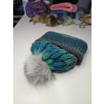 Green Gray Pompom Beanie