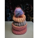 Beanie Pastel Pompom Ribbed Yello Pink Green