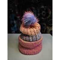 Beanie Pastel Pompom Ribbed Yello Pink Green