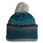 Green Gray Pompom Beanie