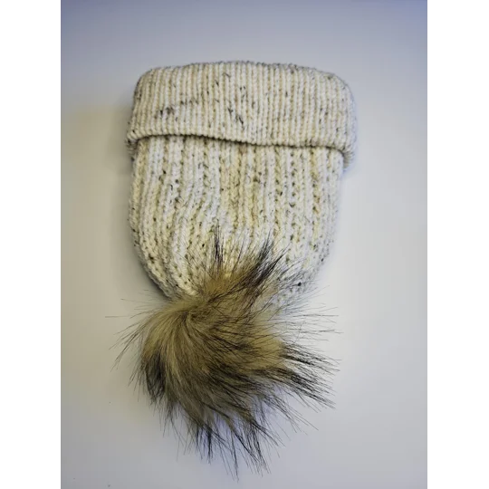 Pompom Beanie Double Layer Ribbed