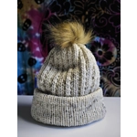 Pompom Beanie Double Layer Ribbed