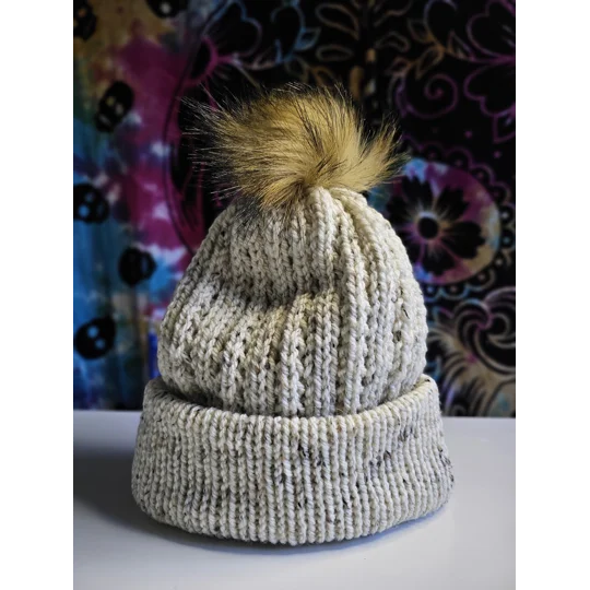 Pompom Beanie Double Layer Ribbed