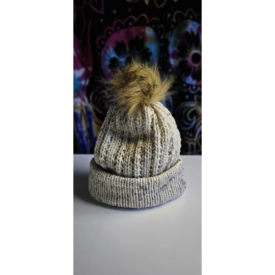 Pompom Beanie Double Layer Ribbed