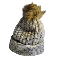 Pompom Beanie Double Layer Ribbed