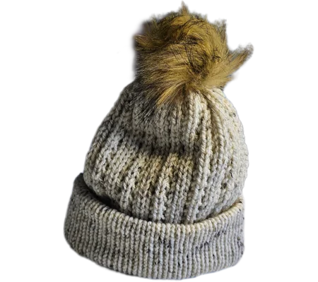 Pompom Beanie Double Layer Ribbed