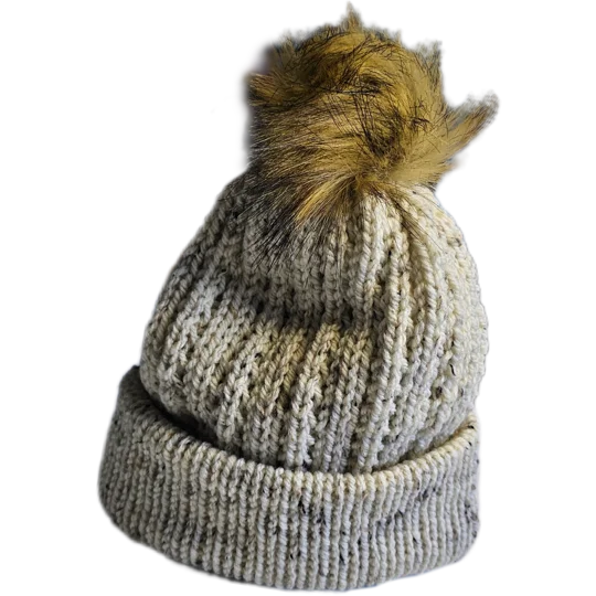 Pompom Beanie Double Layer Ribbed