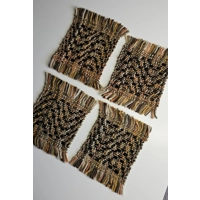 Small Coasters Orange and black, set of 4